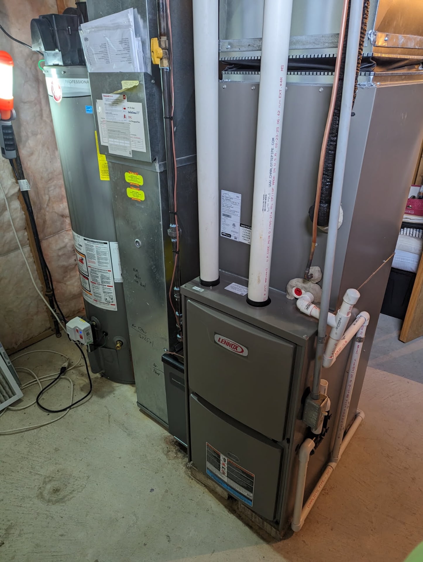 Lennox Furnace Angled With PVC Intake And Vent Pipes Michigan